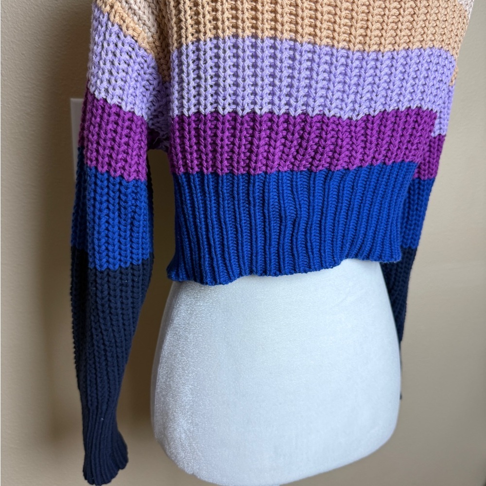 Aerie Double Zip Up Striped Cropped Cardigan Sweater Size XXS - Picture 10 of 11